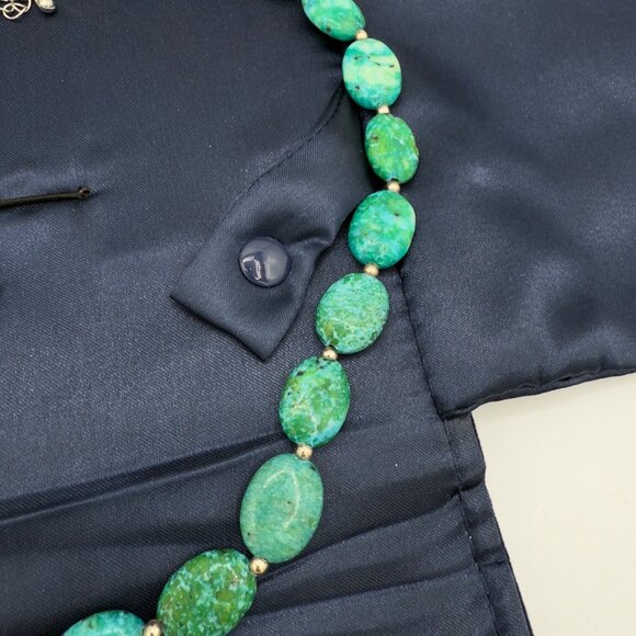 Vintage Stauer Sterling Silver Chrysocolla Pendant Necklace Green Aqua Drop 20"L - Picture 9 of 13